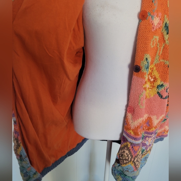 Vintage Together! Yarn Knit Sweater Coat Shabby Chic Hooded 90s Ramie Cotton MD - Picture 11 of 15